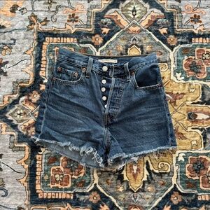 High-waisted Levi's denim ribcage shorts